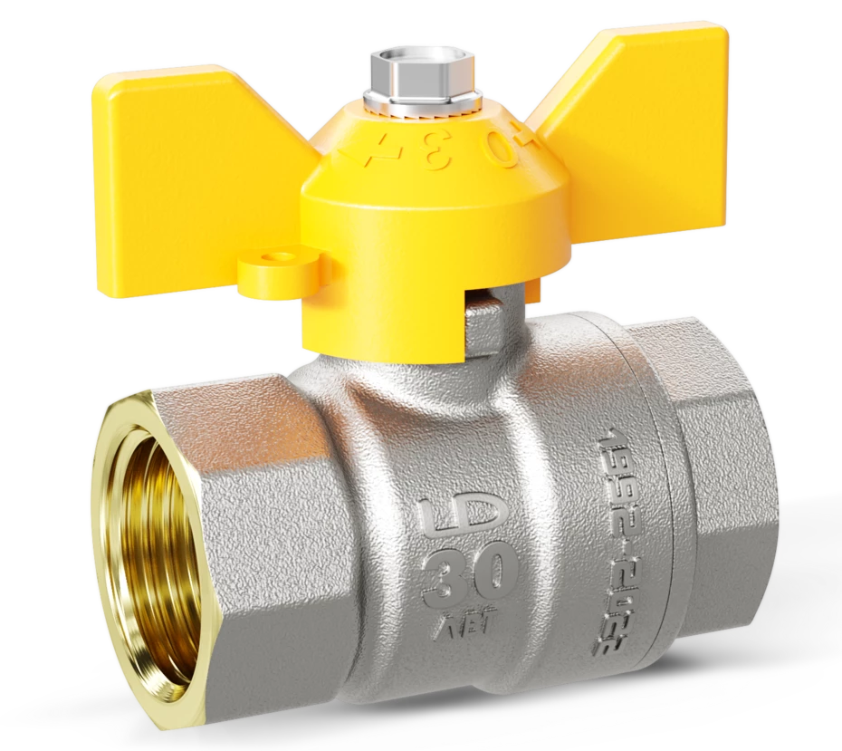 Кран шаровый латунныйLD Pride  газ ВР/ВР Ду 15 (1/2") Ру 40 бабочка 